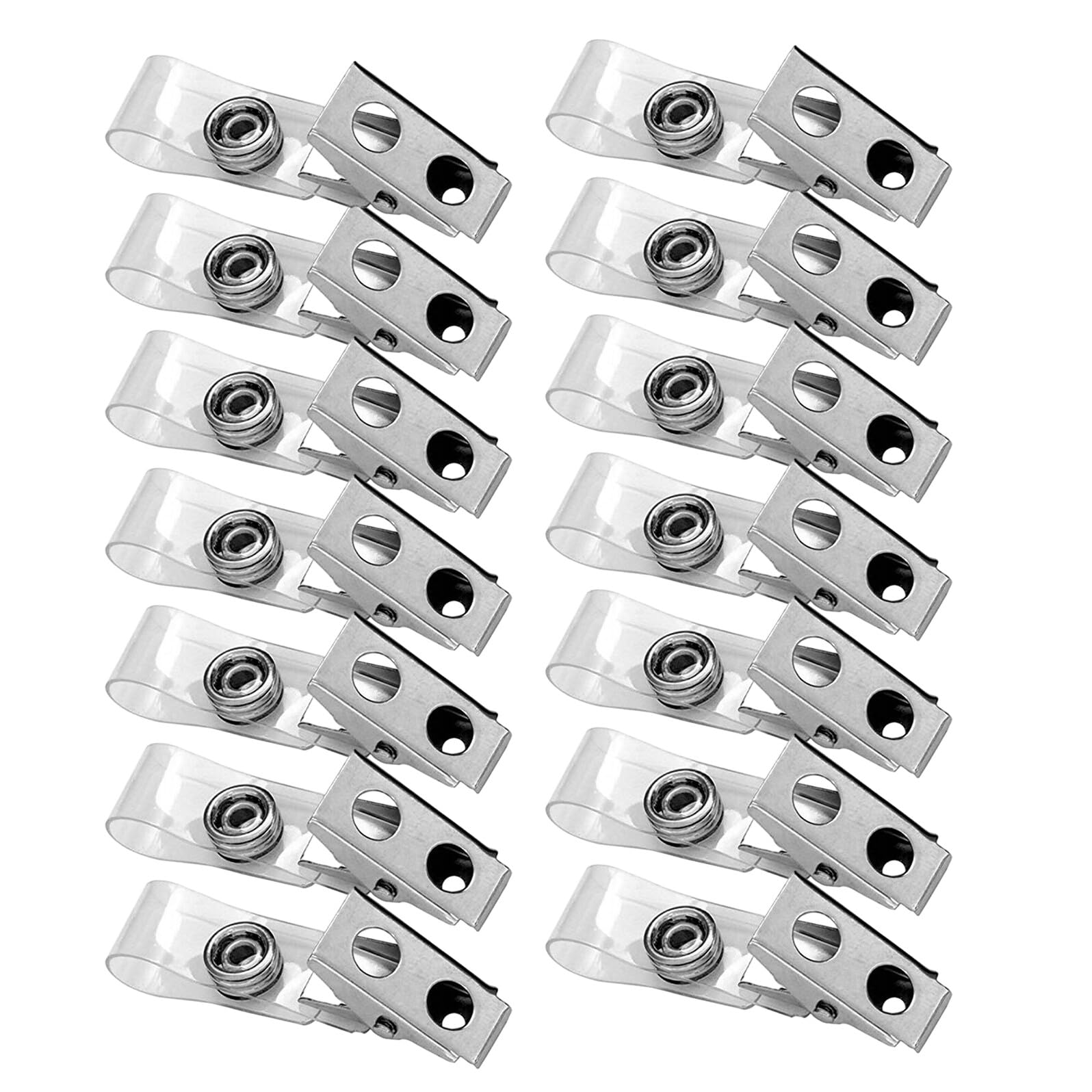 Housoutil 250 Pinces pour Badges Métalliques à Double Trou avec Sangles Transparentes Résistantes – Clips Porte-Badge Nominatifs Compacts et Légers pour Cartes D’Identité Professionnelles –