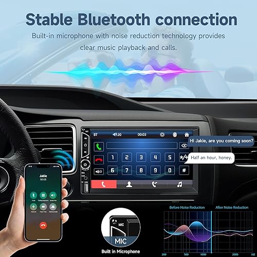 Miniatura 3 de Leadfan Radio estéreo de doble DIN de 7 pulgadas, pantalla táctil con cámara de respaldo, multimedia, soporte de audio para automóvil, enlace