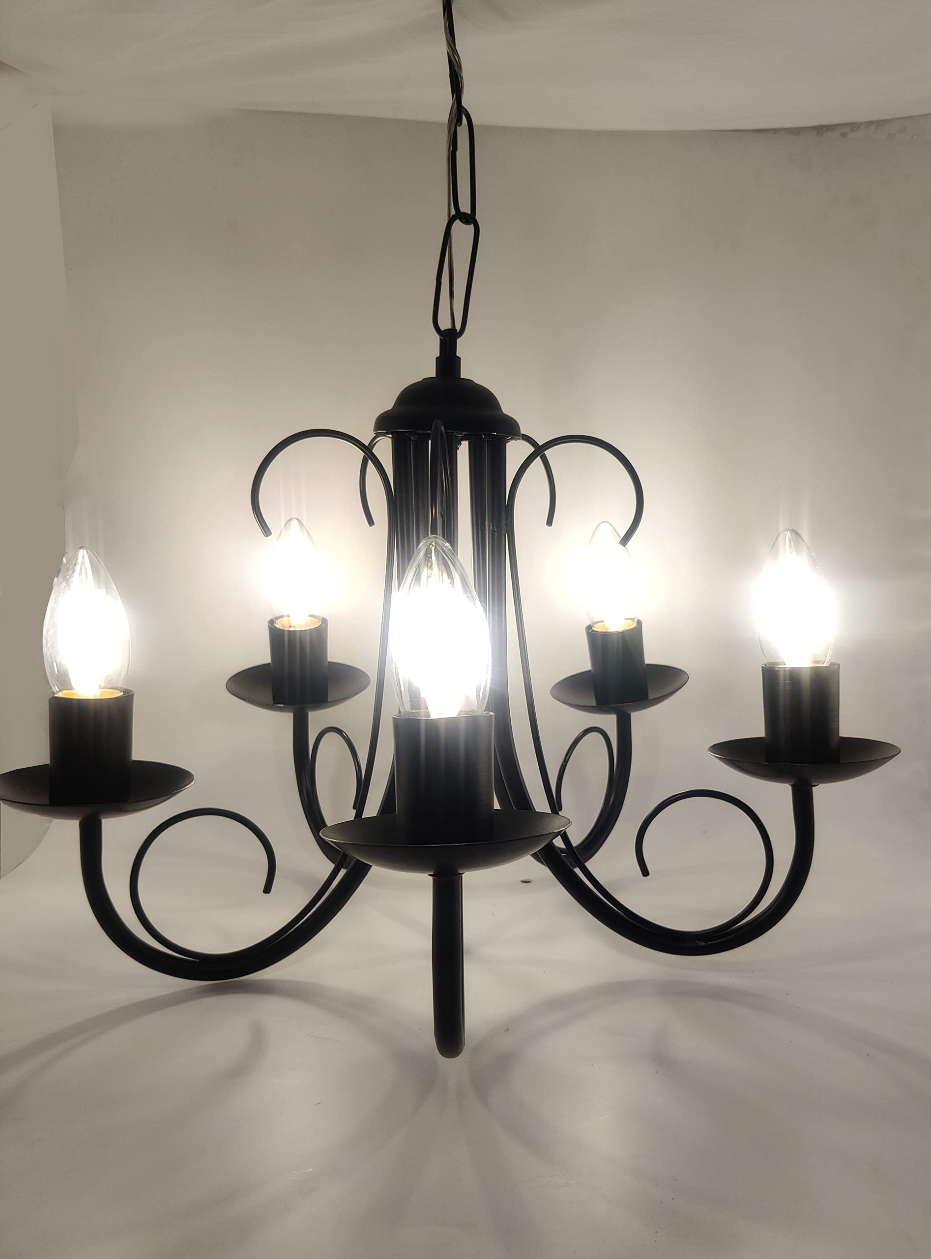 DarkVision Modern Black Cluster of 5 Hanging Ceiling Chandelier Light, with Bulb, No Glass Filament for Bedroom, Living Room, Café, Restaurant, Hallway, Kitchen, Over The Dining Table, Hotels, Malls-image-37