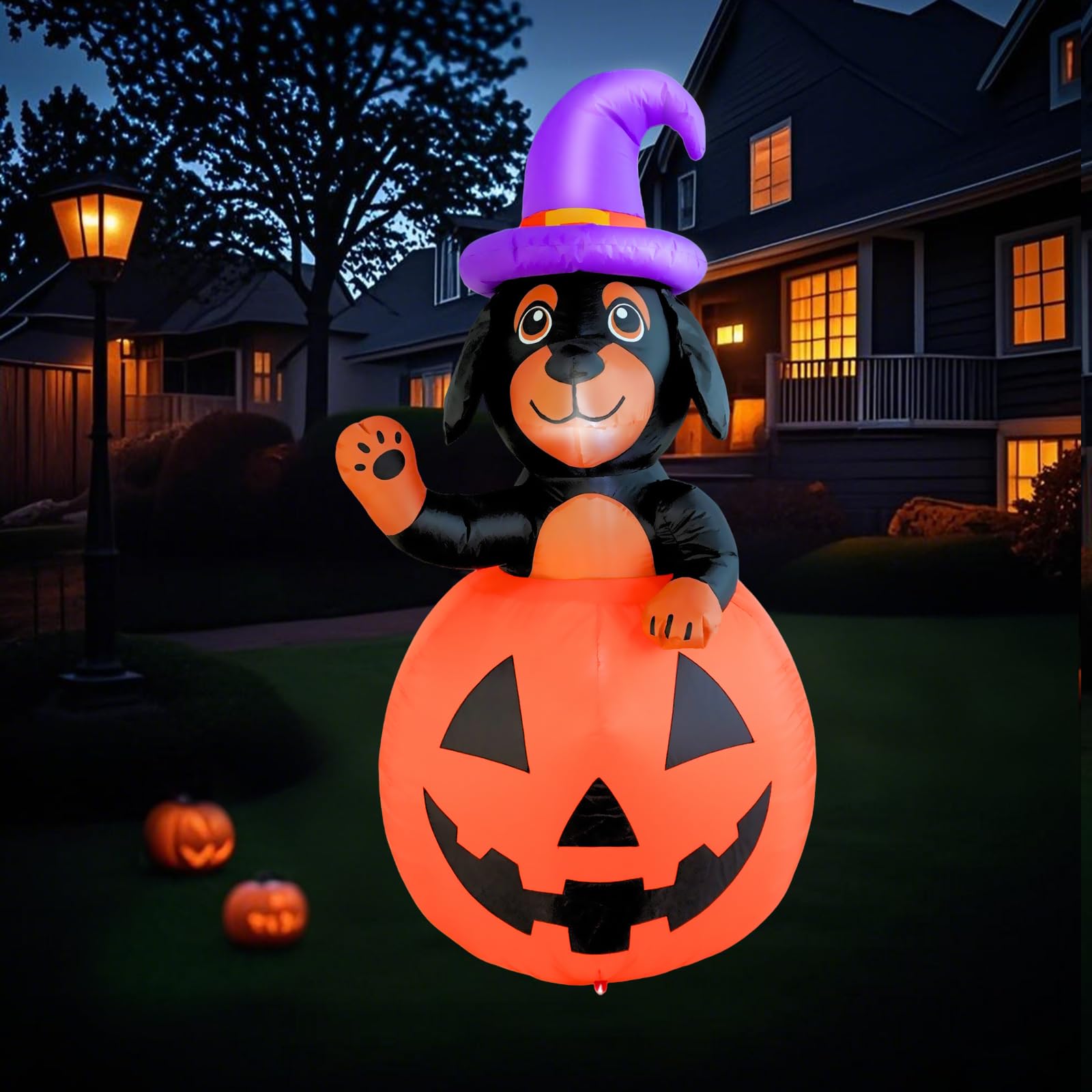 Teckel gonflable Halloween 1,5m pour animer un jardin facilement