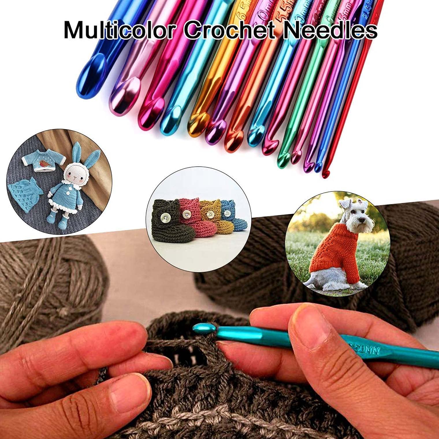 Big Size Anodized Multicolor Aluminum Crochet Hooks for Crocheting Hooks 1
