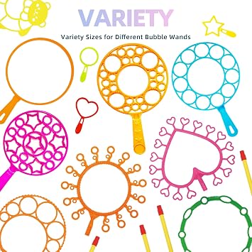 novelinks Bubble Wand Sets with 6 Bag 12ml Concentrate Bubble Refill Solution, Colorful Bottle of Bubble Solution, Novelty Summer Toy for Toddlers, Birthday Party Favor Toy (15 Pack 4oz)