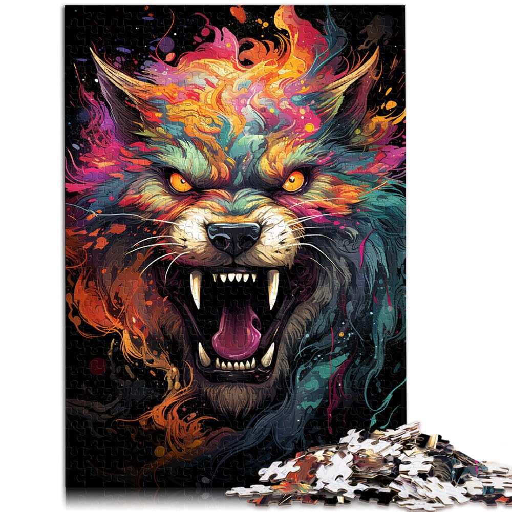 Puzzle para adultos, pintura de color, lobo salvaje, rompecabezas para adultos, 2000 piezas, 27,56 x 39,37 pulgadas, rompecabezas de mapa gris para adultos, rompecabezas infantiles para adultos,