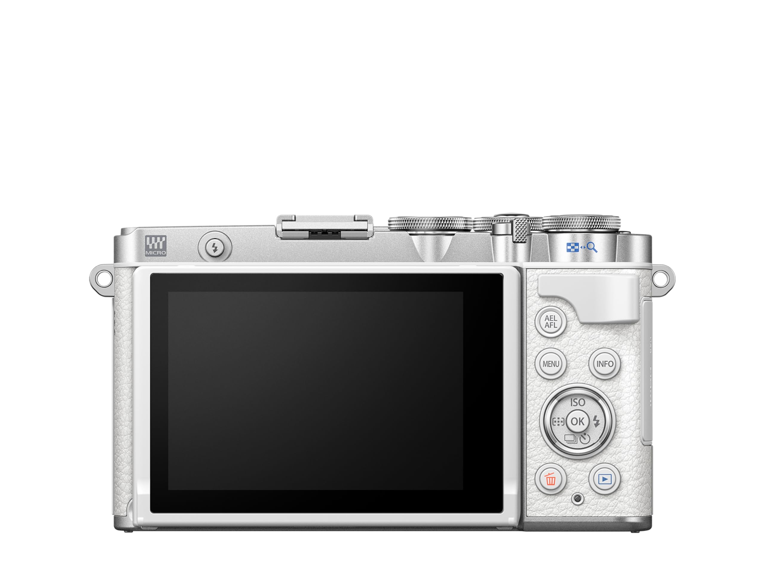 Kit de cámara Olympus Pen E-P7 Blanca, Sensor de 20 MP, LCD de Alta definición abatible, 4K, Wi-Fi, Control de Perfil Monocromo y del Color, Incluye M.Zuiko Digital ED 14-42 mm EZ Plata