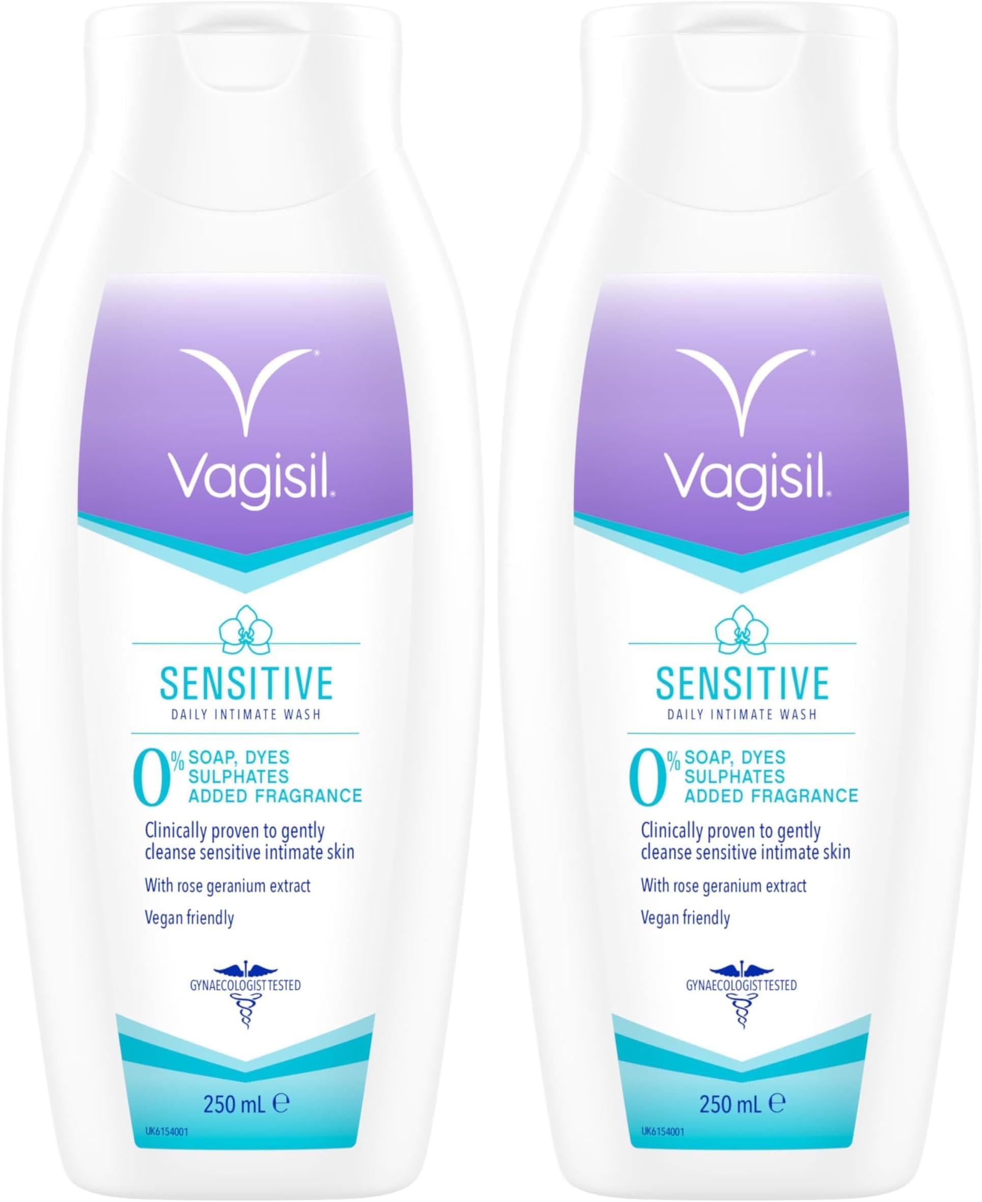 Vagisil Sensitive Intimate Wash For Women, Gently Cleanses Sensitive Skin, pH Balanced, Soap Free Dye Free & Fragrance Free, 250ml (Pack of 2)