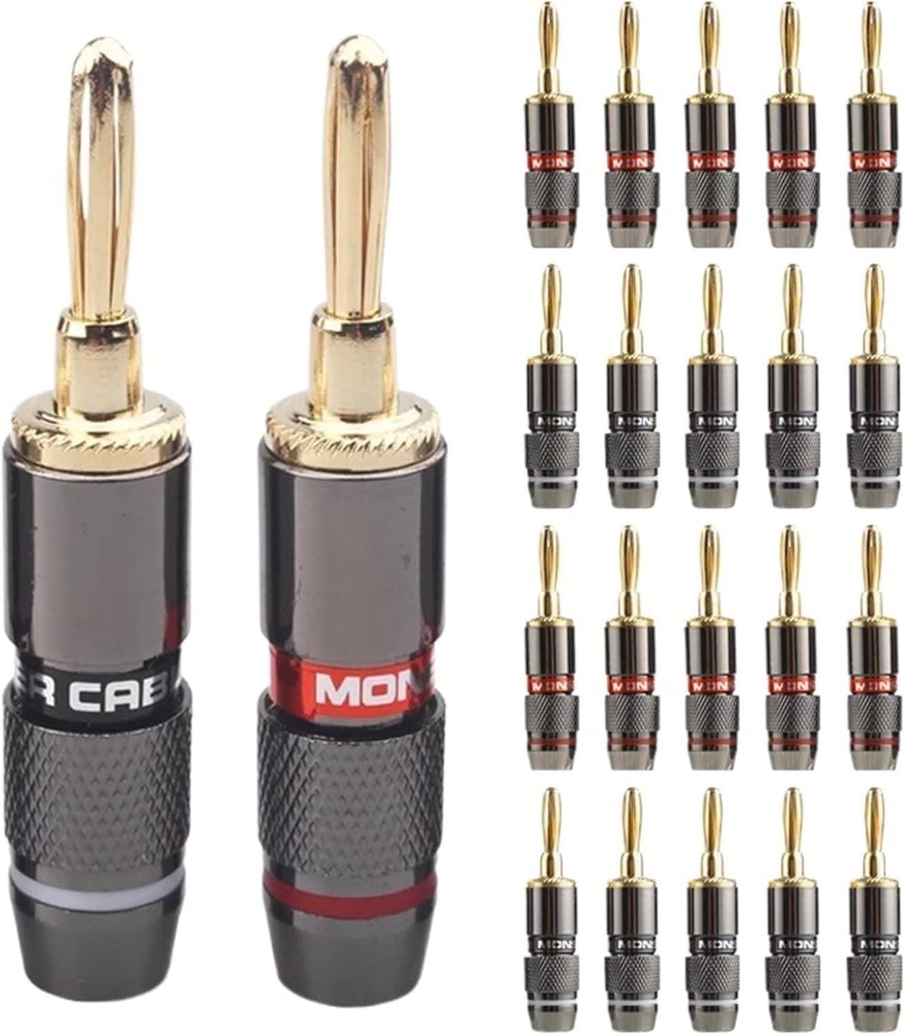 10/40pcs Monster Banana Plugs Gold Plated Pure Copper Speaker Adapter Screw Speaker Audio Connectors(40Pcs (20Pairs))