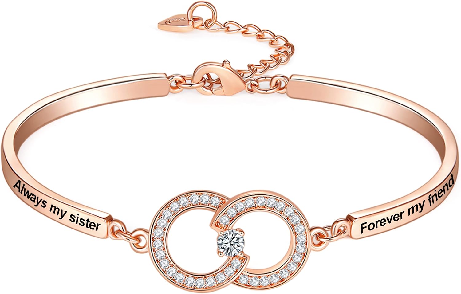 Lucphiler & Co. Christmas Gift, Engraved ‘Always My Mother/Daughter/Sister Forever My Friend’ Love Knot/Infinity Bangle Bracelet, Birthday Anniversary Valentines Xmas Jewelry Presents for Women