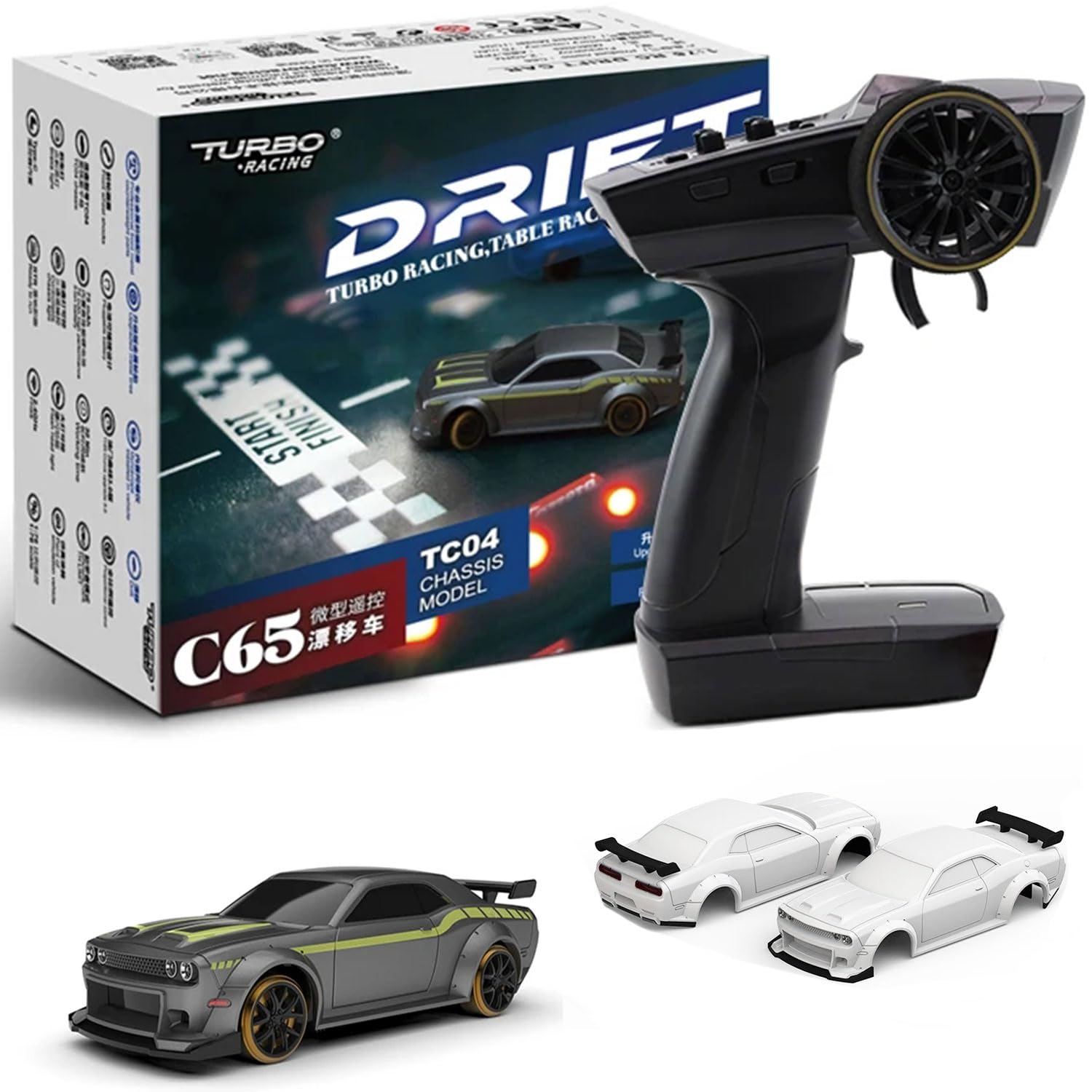 Amazon.co.jp: Turbo Racing ミニ RC 車 1/76 スケール ドリフト車 C65  