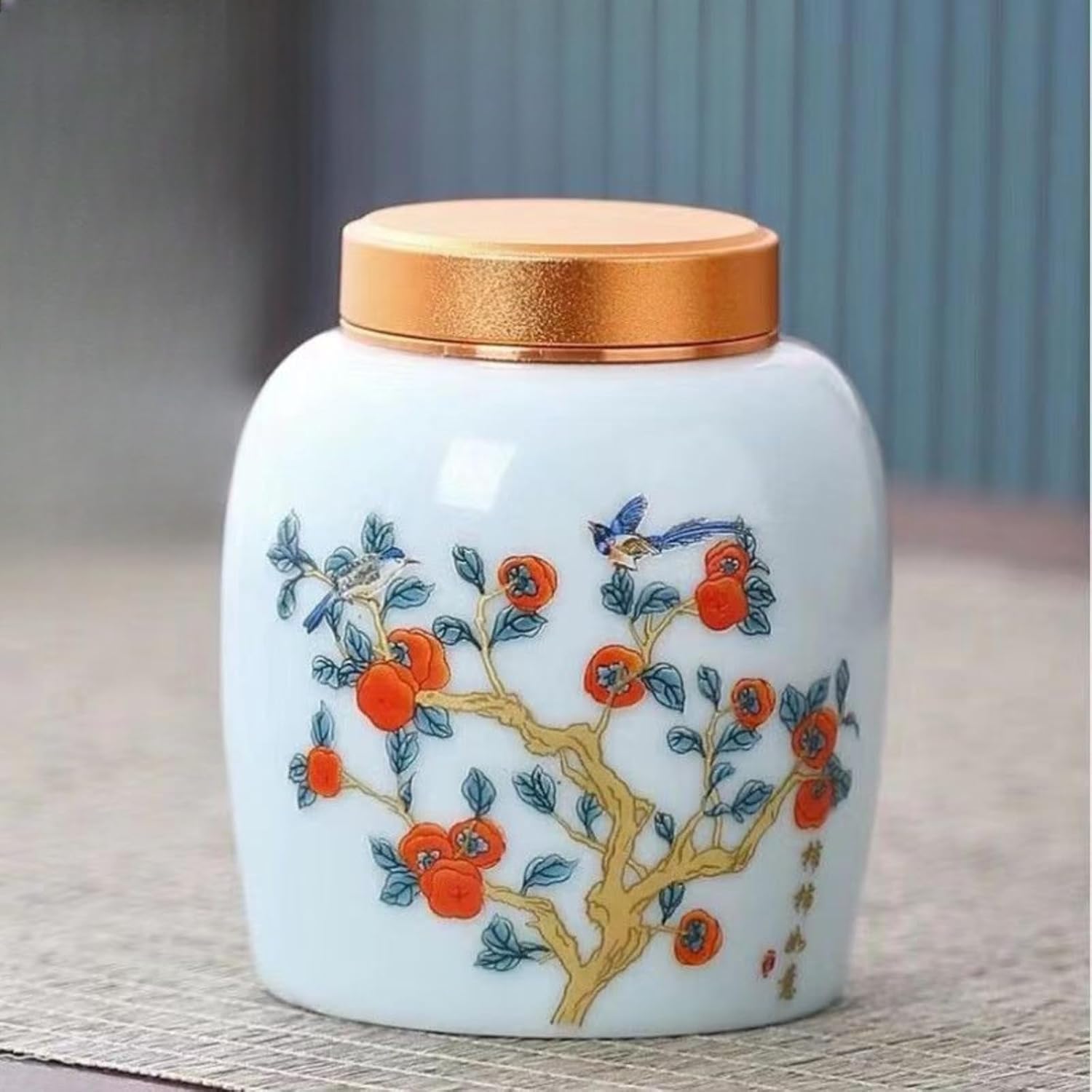 Ceramics Tea Canister, 50ml 1.7oz, Portable Sealed Jar Chinese Kung Fu Tea Set Accessories