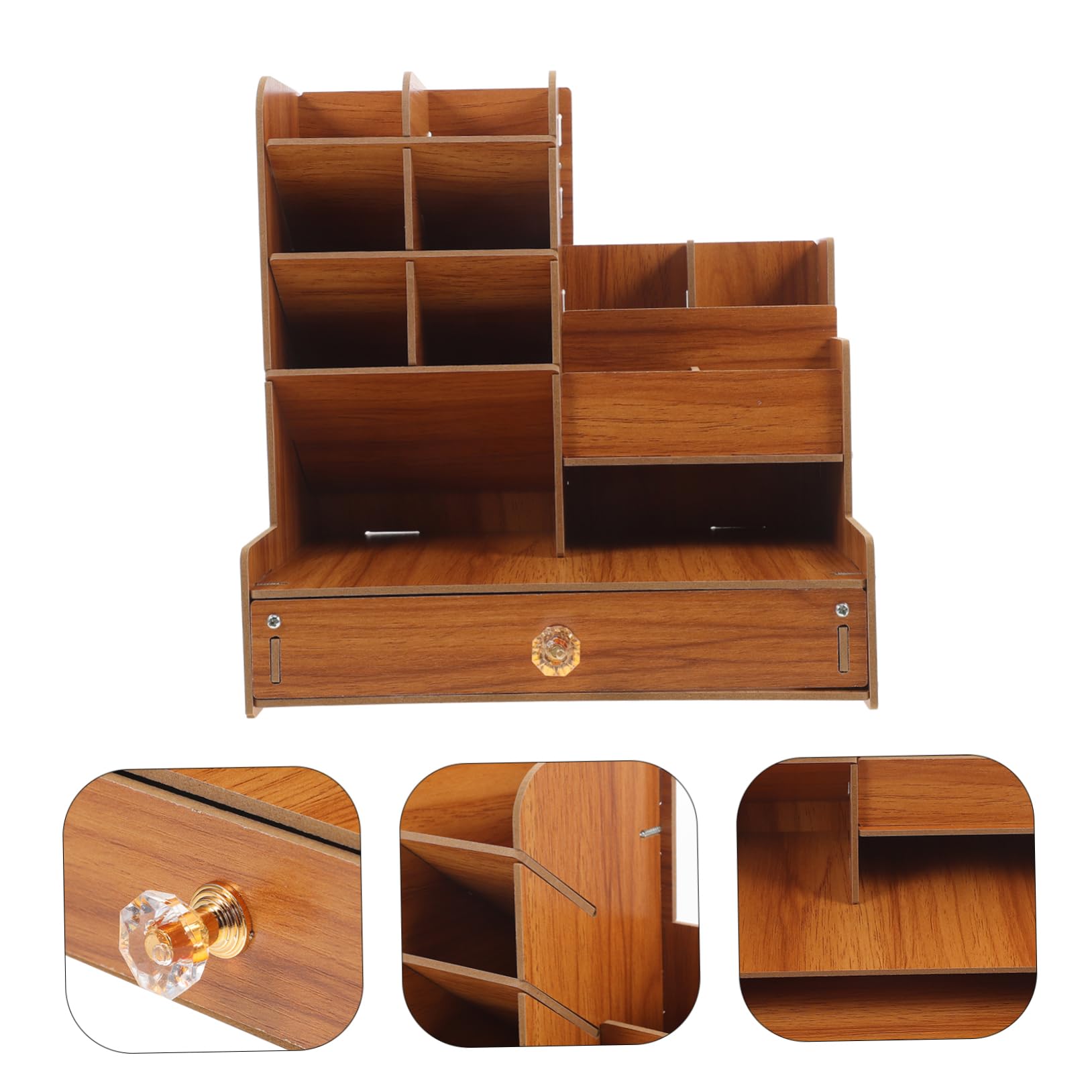 Veemoon Organiseur De Bureau Avec Boîte De Rangement Bois Pour Stylos Ciseaux Et Articles De Papeterie