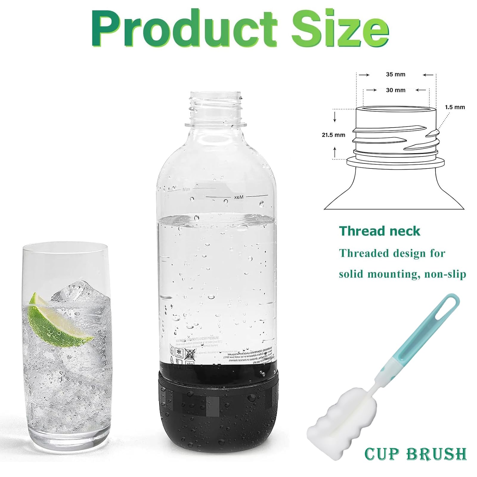 Gekufa Soda Bottiglie, 1L Soda Maker Bottiglie 3 Pezzi, Bottiglie per la Carbonatazione BPA Free, Bottiglia Soda PET Riutilizzabile, Bottiglie di Ricambio per Soda Gasatore