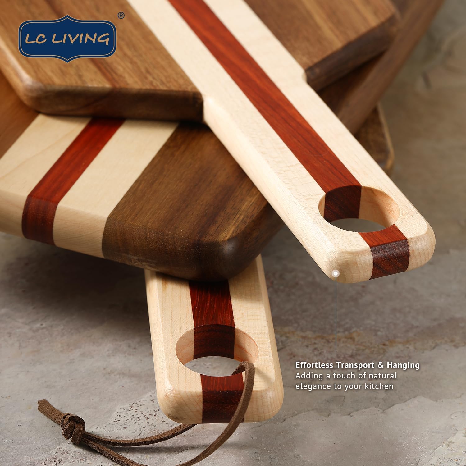 Thai Acacia Wood KUDI Series Lightweight Cutting Board, best for chopping serving board, dish, kitchen deco, cheese, meat, bread, veggies & fruits, Circle/Rectangle (MPP8409)