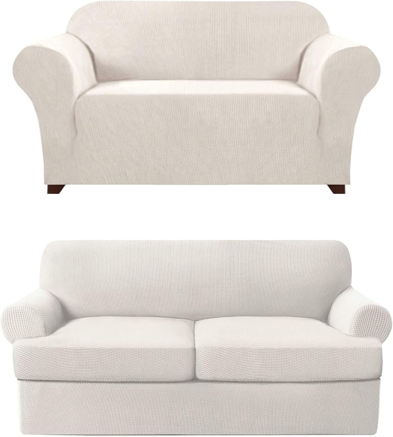 PrinceDeco Stretch Loveseat Sofa Cover Bundle T Cushion Loveseat