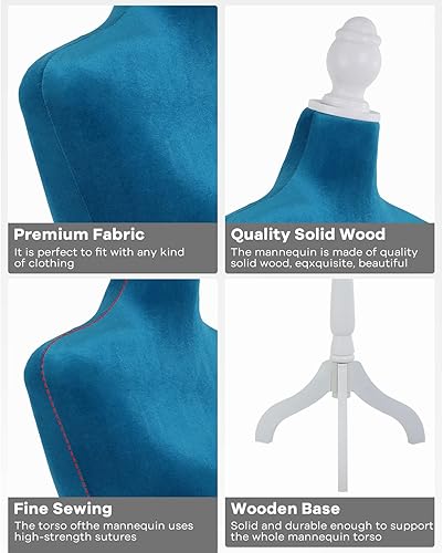 Miniatura 3 de Cuerpo de maniquí, maniquí de torso, maniquí, soporte de maniquí, forma de 49.6-63.4 pulgadas, altura ajustable, cuerpo femenino, pantallas