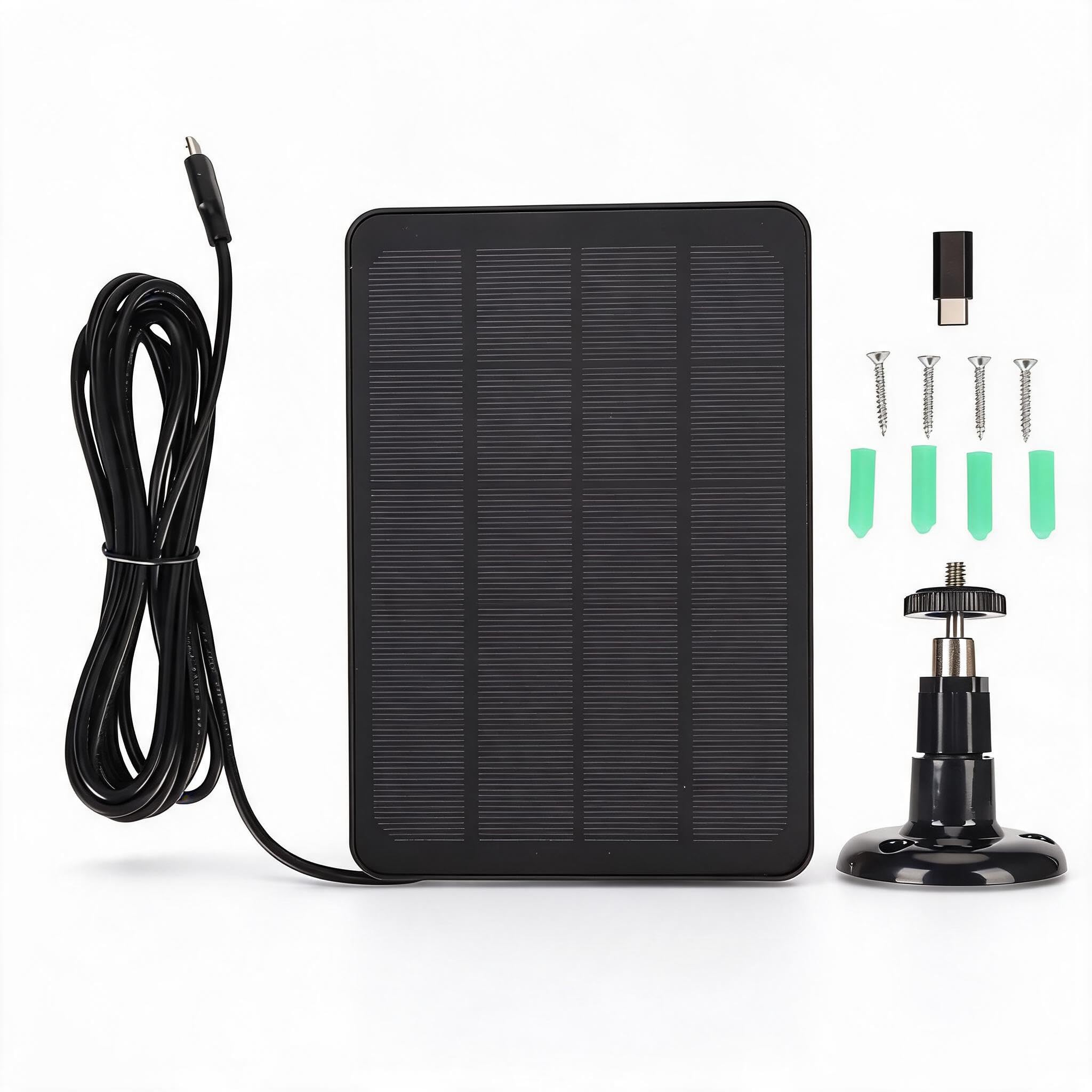 Solar Camera Battery Panel, 5V 4W Security Camera Charger for USB C, IP65 Camera Charger for for Essential Spotlight for XL Spotlight Cameras. (Black)-picture-17