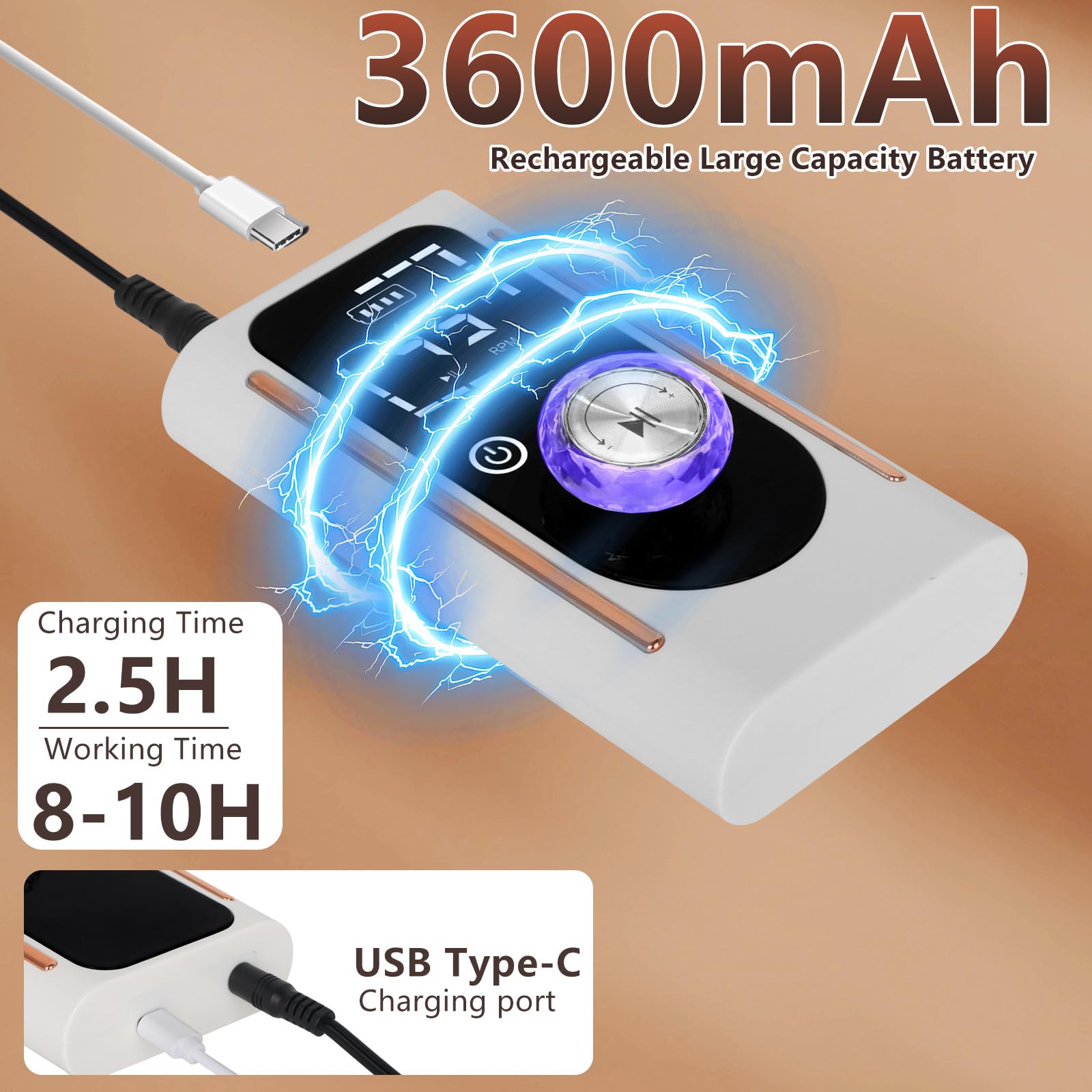 Bindokun 45000RPM Electric Nail Files for Acrylic and Gel Nails Professional Nail Drill Machine Rechargeable E File Manicure Pedicure Set including 45 Speeds - Image 4