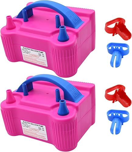 Bomba eléctrica de globos paquete de 2 bombas de aire eléctricas de 110 V 600 W inflador portátil de doble boquilla con herramientas de atado de