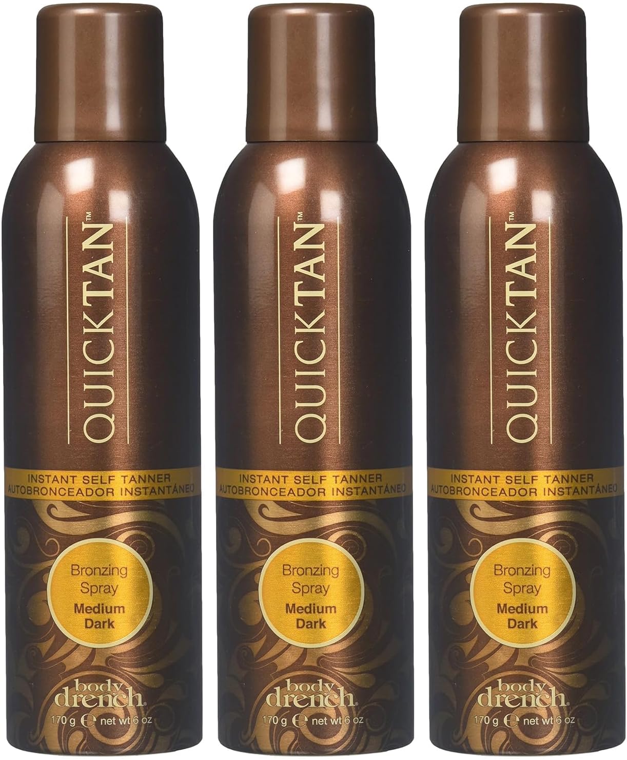 Body Drench QuickTan Bronzing Spray Instant Self Tanner, Medium/Dark, 6 Fl Oz (Pack of 3)