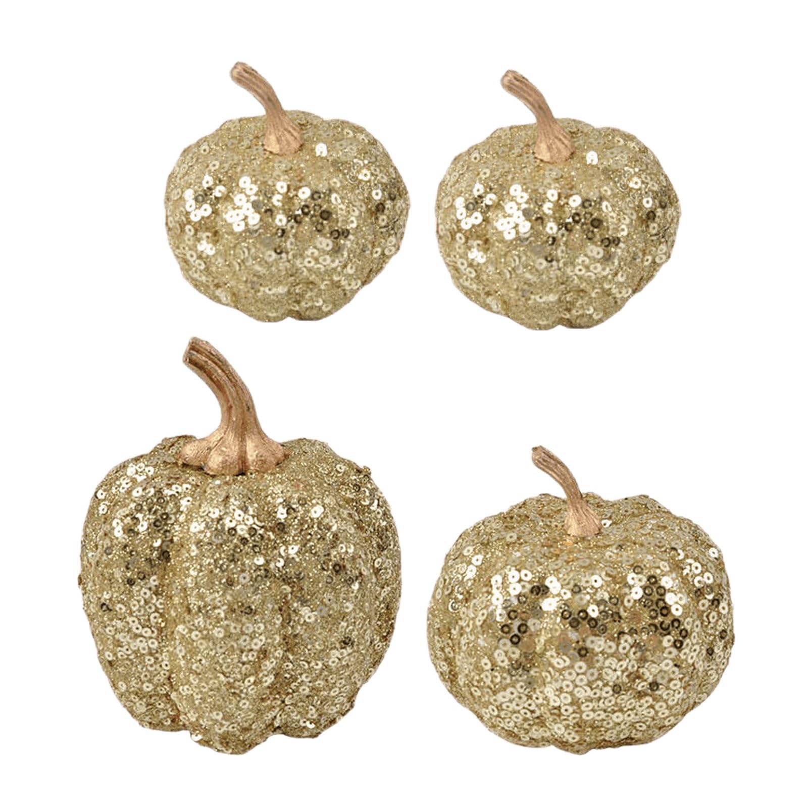Halloween Pumpkin Centerpiece Decor, 4 Piece Faux Foam Set with Textured Finish for Fall Tables, Shelves and Mantels Faux Pumpkin Decor Textured Centerpiece Fall Tabletop Display Harvest Mantel Party