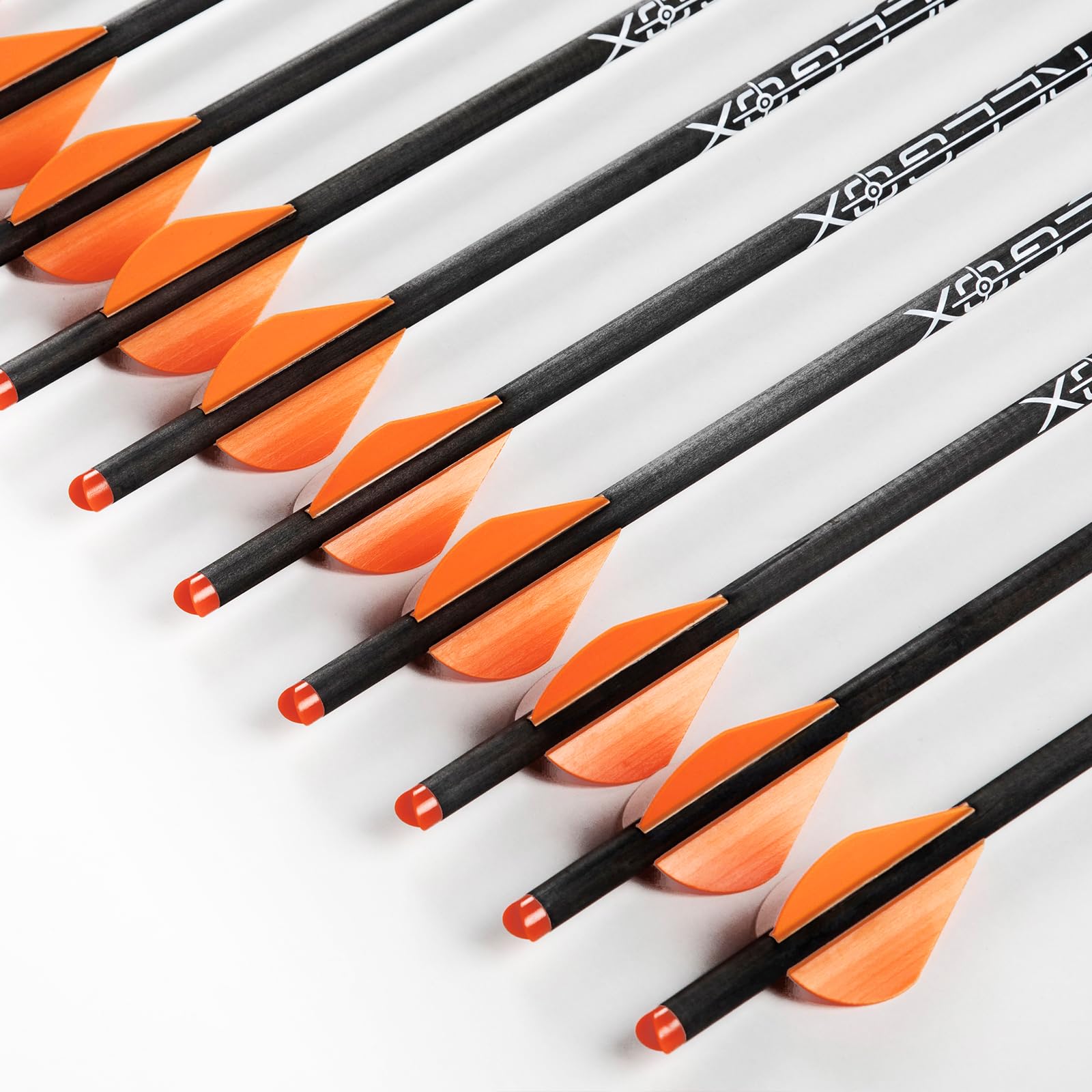 MYRRTE Crossbow Arrows 20 inch Crossbow Bolts +/-001 Straightness Hunting Carbon Arrows for Crossbow Half-Moon Nocks Archery Practice Training Arrows(Pack of 12)