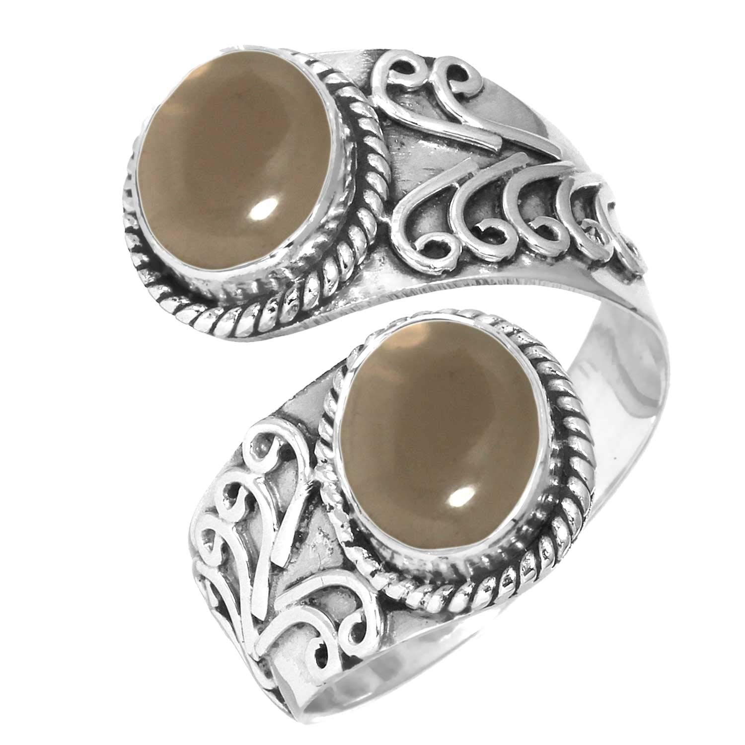 Jeweloporium Silberring mit braunem Rauchtopas, Größe 69 (22,0), 925er Sterlingsilberring für Damen, ovaler Edelstein, handgefertigter Schmuck