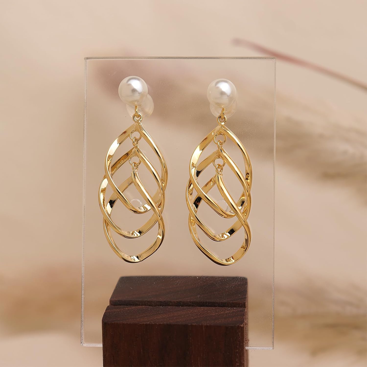 Sonateomber Gold Drop Dangle Earrings for Women, Trendy Statement Dangling Hypoallergenic Earing Prom Jewelry Gift - Image 5