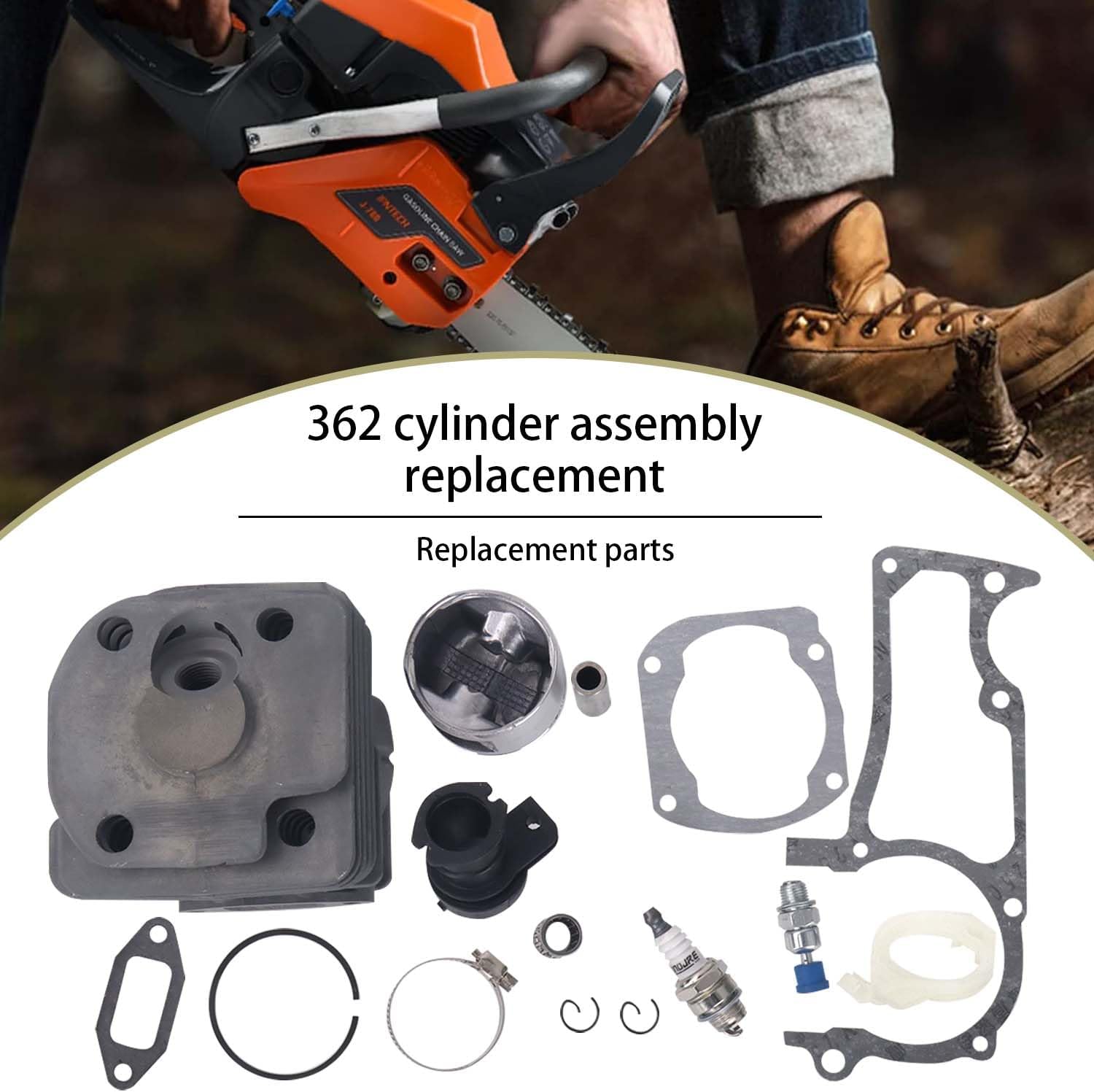 52mm Big Bore Top Cylinder End Kit Replacement For Husqvarna 362 365 371 371XP 372 372XP Chainsaw Replace 503 93 93 72, 503939372
