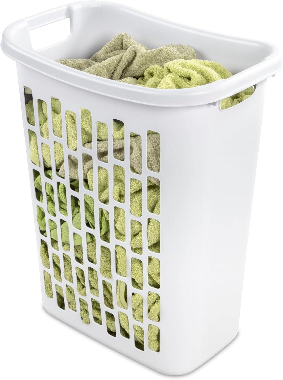 3-Pack of White Heavy-Duty Plastic Laundry Baskets (1.8 Bushels). Large Capacity rectangular Design with Reinforced Handles, Suitable for Household, Dormitory, and Bedroom
