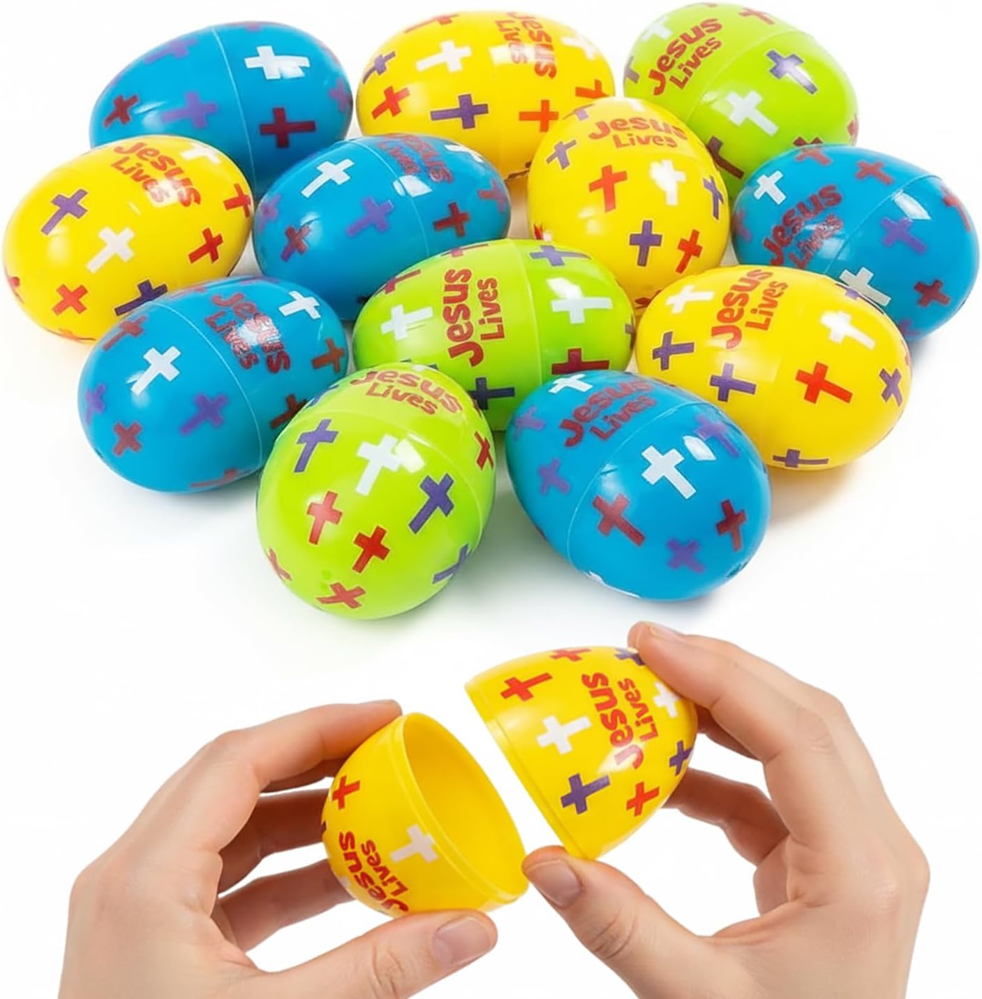 Fun Express 2 1/4" Religious Jesus Lives Plastic Easter Eggs, 24 Piece