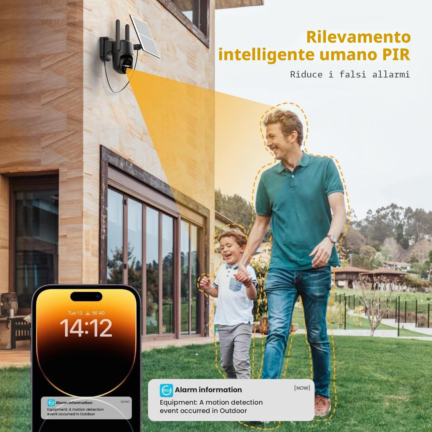 LEMNOI 4G Solare Telecamera con SIM Preinstallato, 2K HD, Impermeabile | Telecamera 2K PTZ Esterna con Pannello Solare, Visione Notturna a Colori, Rilevamento PIR, Accesso Remoto