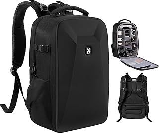 K&F Concept Camera Backpack,Hardshell DSLR Photography Camera Bag with 15-15.6 Inch Laptop Compartment Waterproof Camera C...