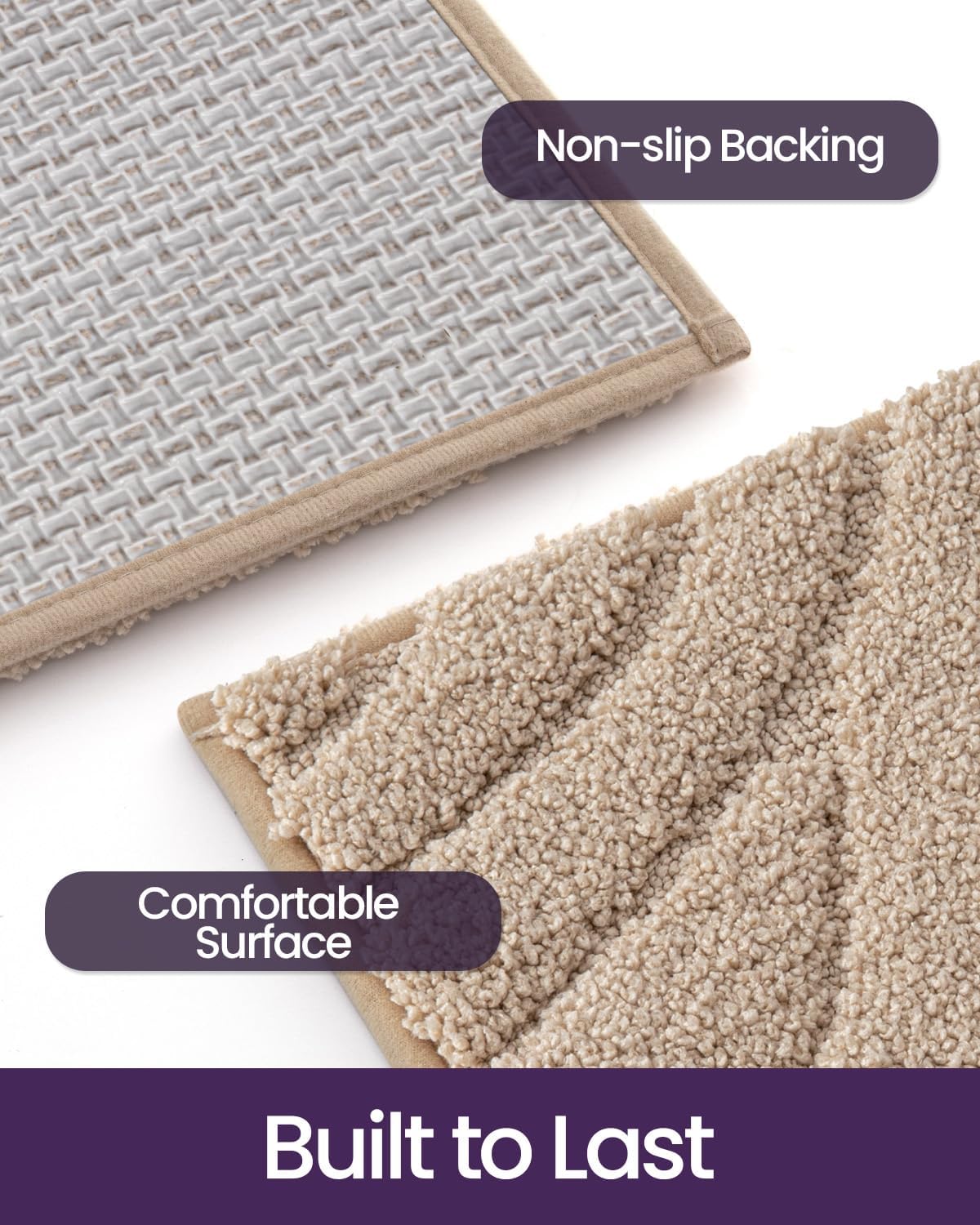 DEXI Bathroom Rugs 24x43, Extra Soft Absorbent Bath Mat, Non Slip Bathmat for Bathroom Floor, Machine Washable Rugs for Shower Floor, Beige - Image 7