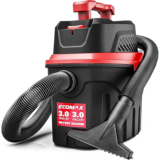 DEWALT Ecomax Small Shop Vacuum Wet/Dry 3 Gallon, 3 Peak HP, Small Shop Wet Dry Vac with Accessories, 3-in-1 Mini Shop Vacuum with Blower Function for Home, Car Detailing, Workshop, EM18910P-3