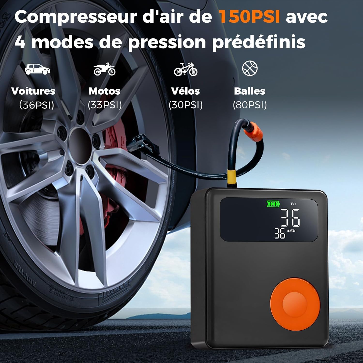GOPLUS - Batería para coche (2000 A, 13000 mAh, arrancador de batería de coche con Focntion, inflador de 150 PSI (hasta 8 l gasolina o 5 l diesel), luz de emergencia, pantalla LED