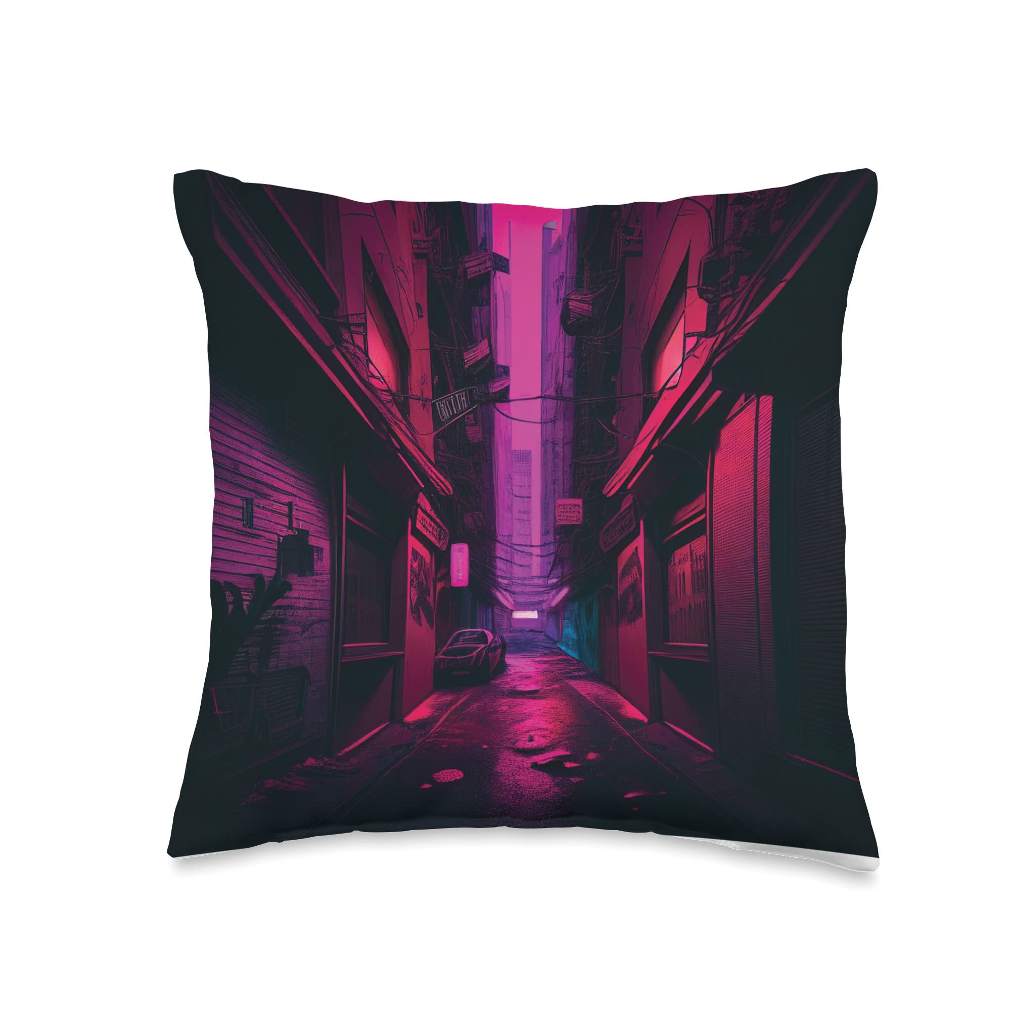 Tokyo Xpress Synthwave Japanese Alley Streetwear Aesthetic Tokyo Fashion Throw Pillow, 16x16, Multicolor