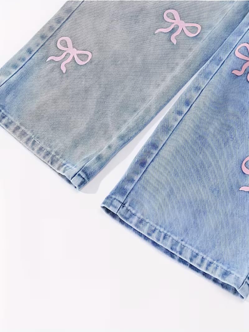 Y2K Outfits for Girls 10-12, 4 Piece Set Graphic T Shirt & Wide Leg Denim Jeans for Tween Girls