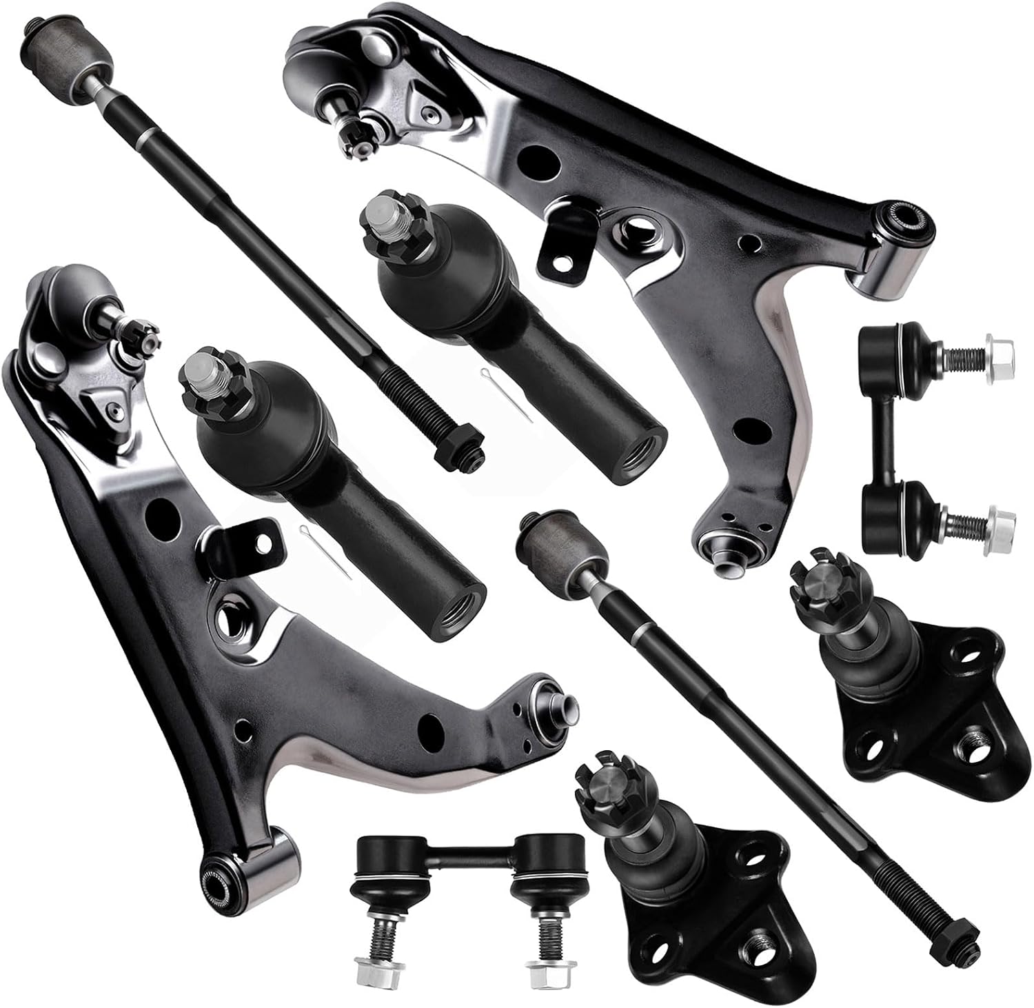 ASAPE 12 Pcs Suspension Kit - Fit 1996 1997 1998 1999 2000 2001 2002 for Toyota Corolla, Include - Front Lower Control Arm Ball Joint Inner and Outer Tie Rod End Sway Bar End Link OE# K80335 K80336