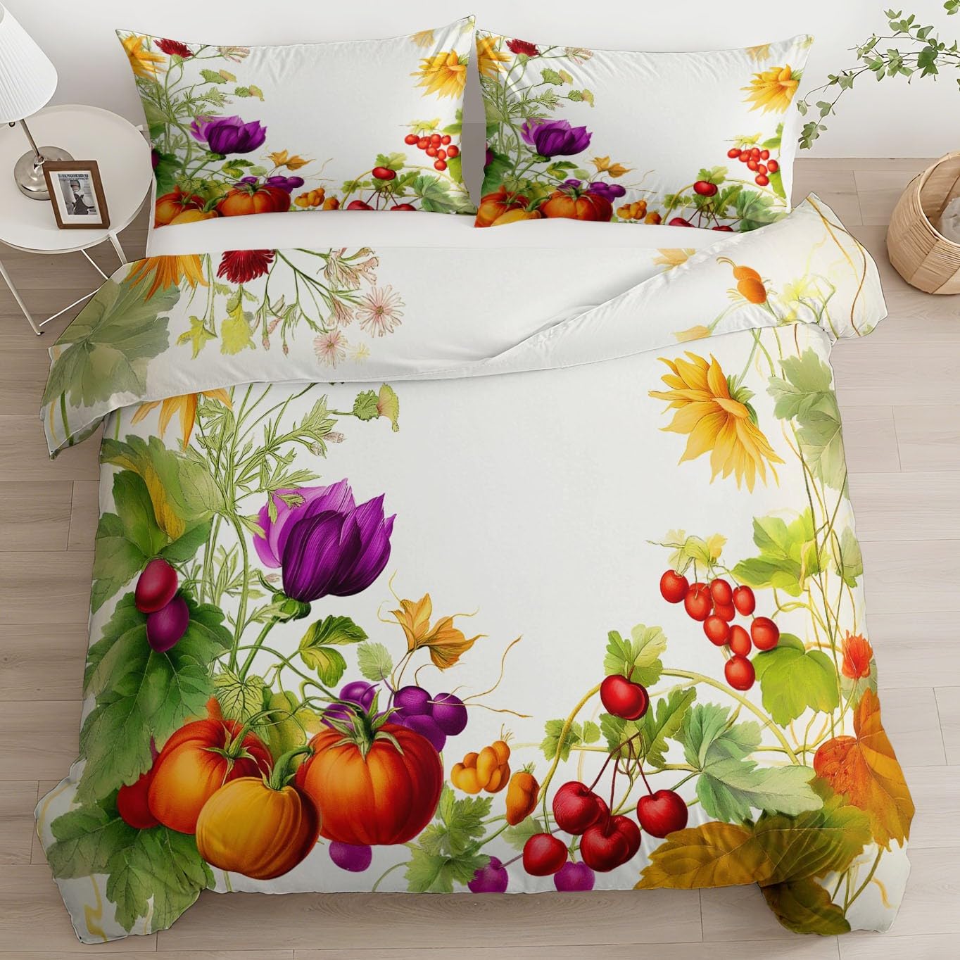 Housse de couette fleurs citrouille pour sublimer votre chambre en automne