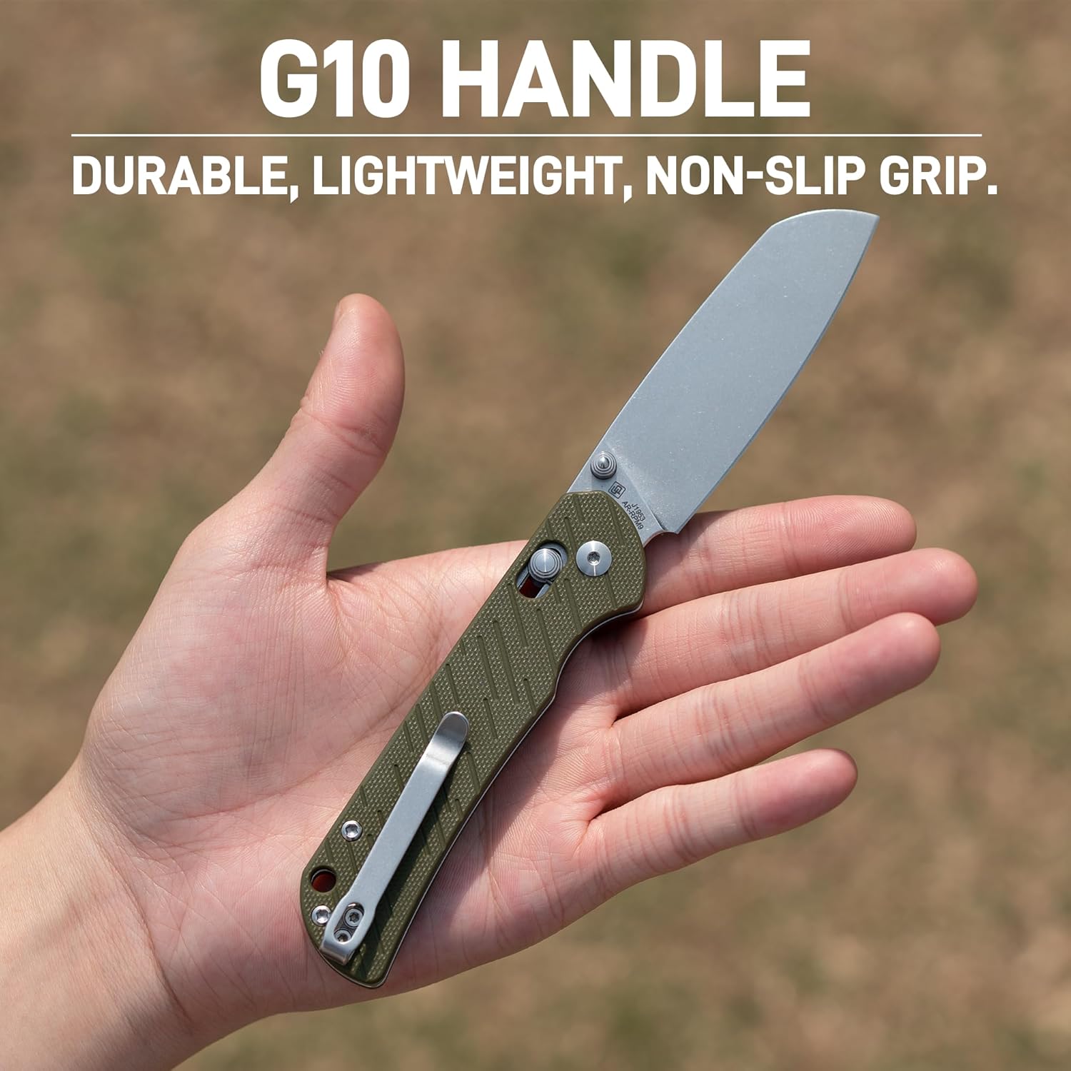 CJRB Lyrid Folding Knife, 3.15'' AR-RPM9 Steel Blade with G10 Handle, Crossbar Lock Sharp EDC Knife for Men Women Camping Survival Hiking(J1953 Green)