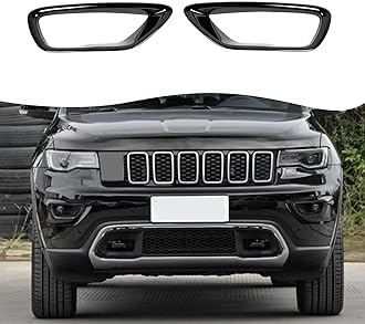 Jimen Compatible with 2018-2020 Jeep Grand Cherokee Front Fog Light Cover Trim (Black)