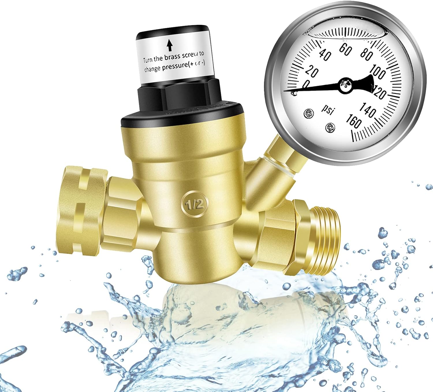 Buy Yumpanda RV Water Pressure Regulator with Gauge,Adjustable Brass
