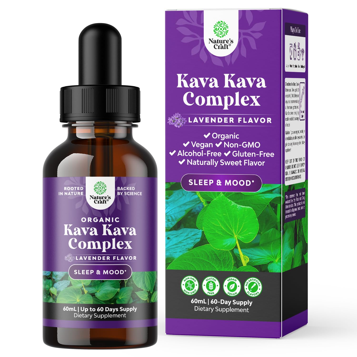 Natures Craft Potent Liquid Kava Kava Drops Supplement - Fast Acting Herbal Support with Kavalactones for Balanced Mood - Relax Calming Tonic for Stress Relief & Better Sleep - 60 ml Tinctura