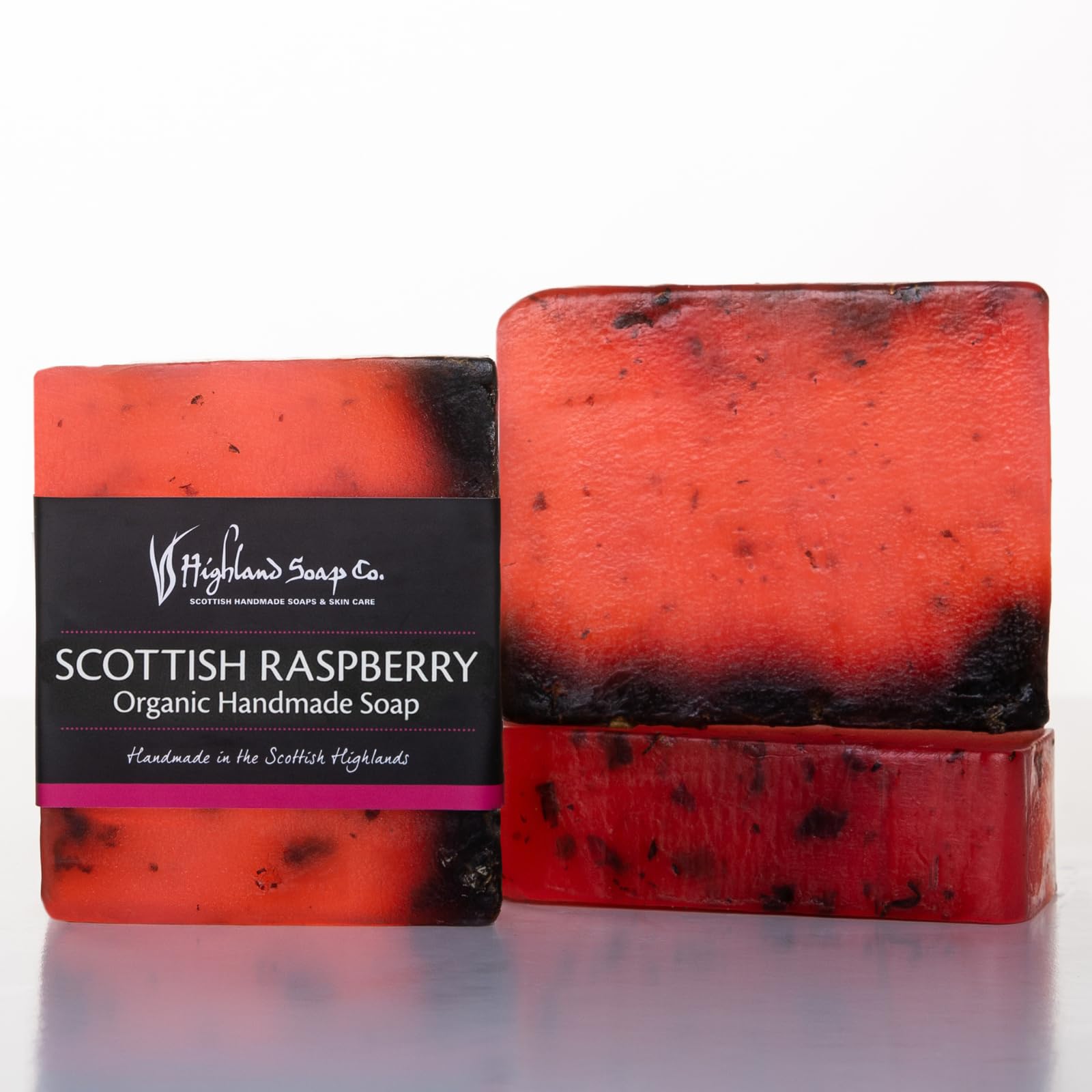 The Highland Soap Company Wild Scottish Raspberry Organic Soap 150g - Natural Handmade Luxury Soap Bar