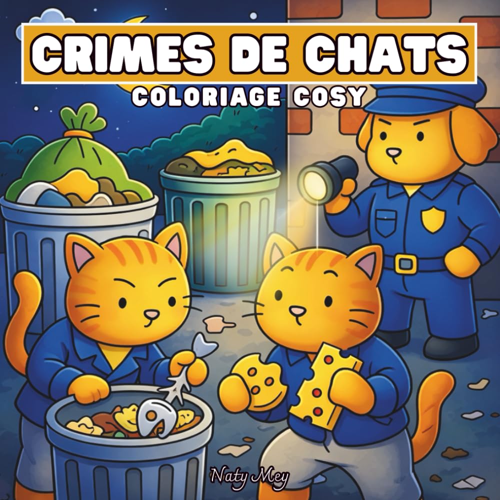 Crimes de Chats: 40 scènes hilarantes de chats filous à colorier, un livre de coloriage cosy, drôle et relaxant pour les amoureux des chats