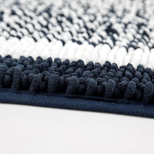 Miniatura 6 de Tapetes de baño de felpilla de lujo, antideslizantes, suaves, peludos, lavables y secos a máquina para bañera, ducha y baño (17 x 24 pulgadas, azul