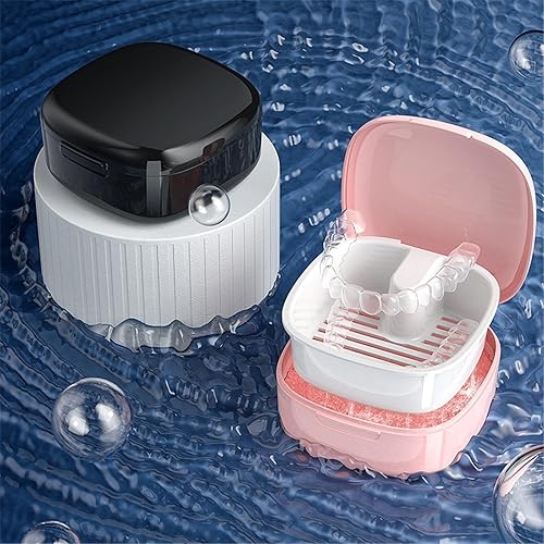 Miniatura 6 de Taza portátil de PP para dentadura postiza, diseño drenable, estuche de dentadura de viaje, dormitorio, comedor, escolar, aretes de baño,