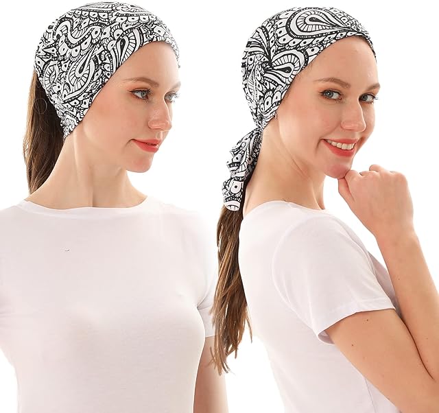 Pack of 2 Beanie Hats for Women, Exquisite Printed Turbans Headwear for Women Casual Womens Beanie Hats Head Scarfs, One Size for 55-62cm Head Circumference