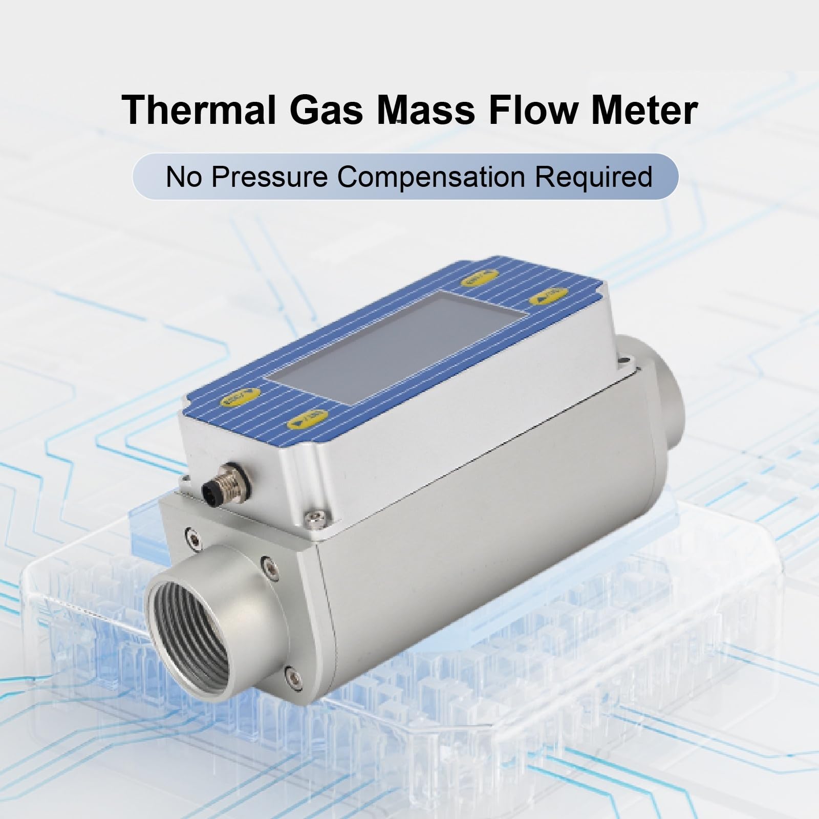 Caudalímetro Ultrasónico Medidor de flujo másico Gas Sensor térmico en línea Digital compacto for uso Industrial Oxyn Hydron helio argón metano propano(DN50)