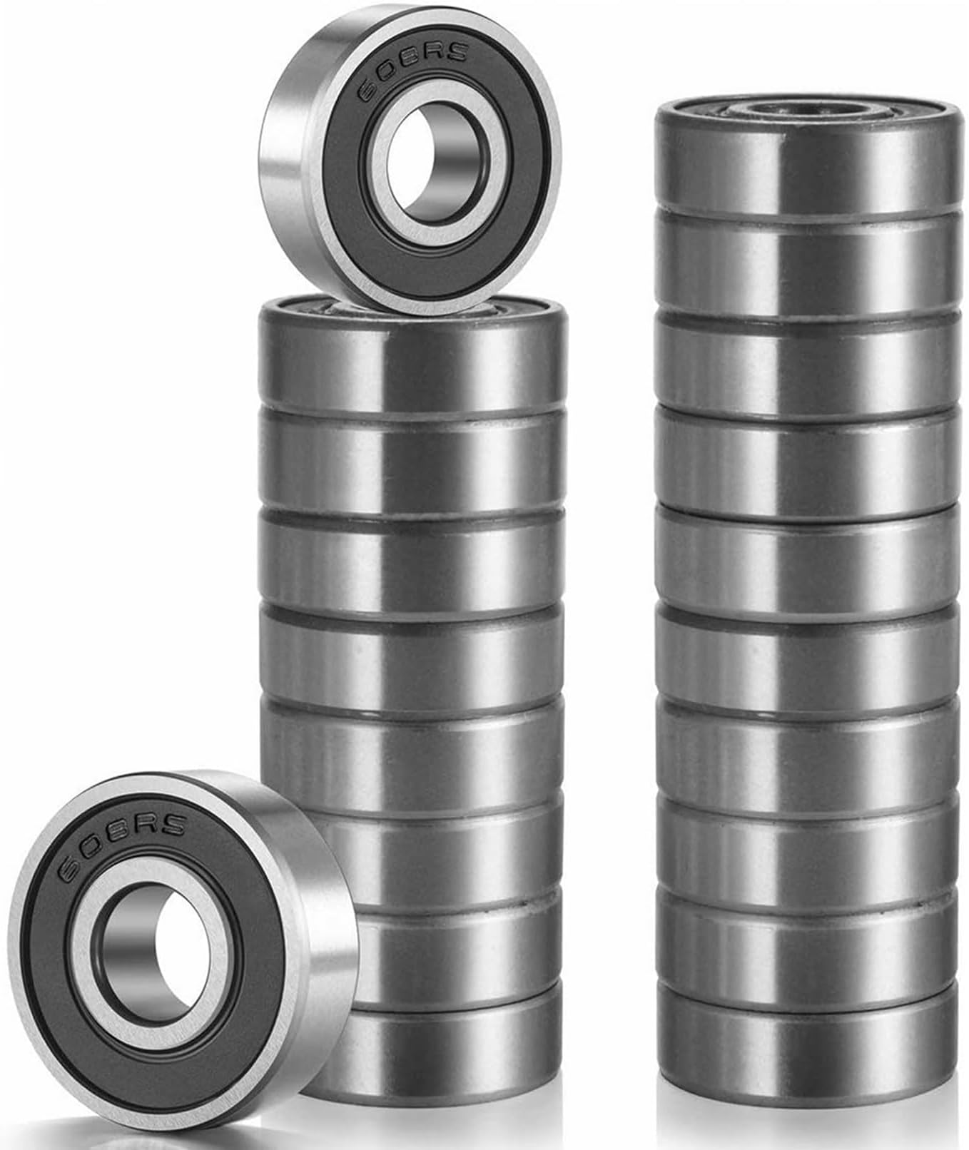 20 Pcs 608 2RS Ball Bearings – Bearing Steel and Double Rubber Sealed Miniature Deep Groove Ball Bearings (8mm x 22mm x 7mm)