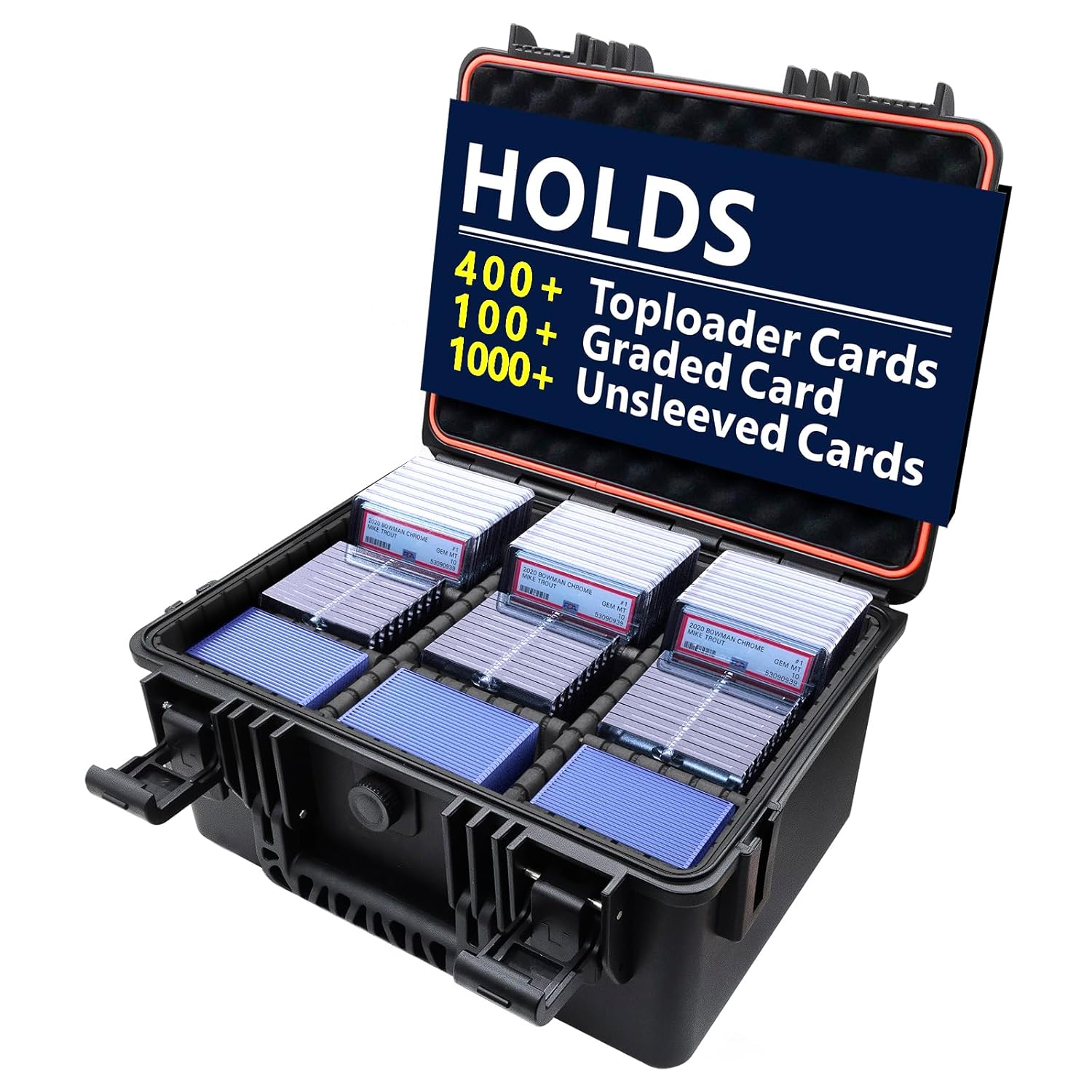 Graded Card Storage Box for Baseball - Trading Card Storage Box with Adjustable Dividers Fits PSA BGS SGC